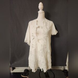 Reiss Gorgeous White Lace Top EUC Oversized 0 P2P 21" Will Fit S-L